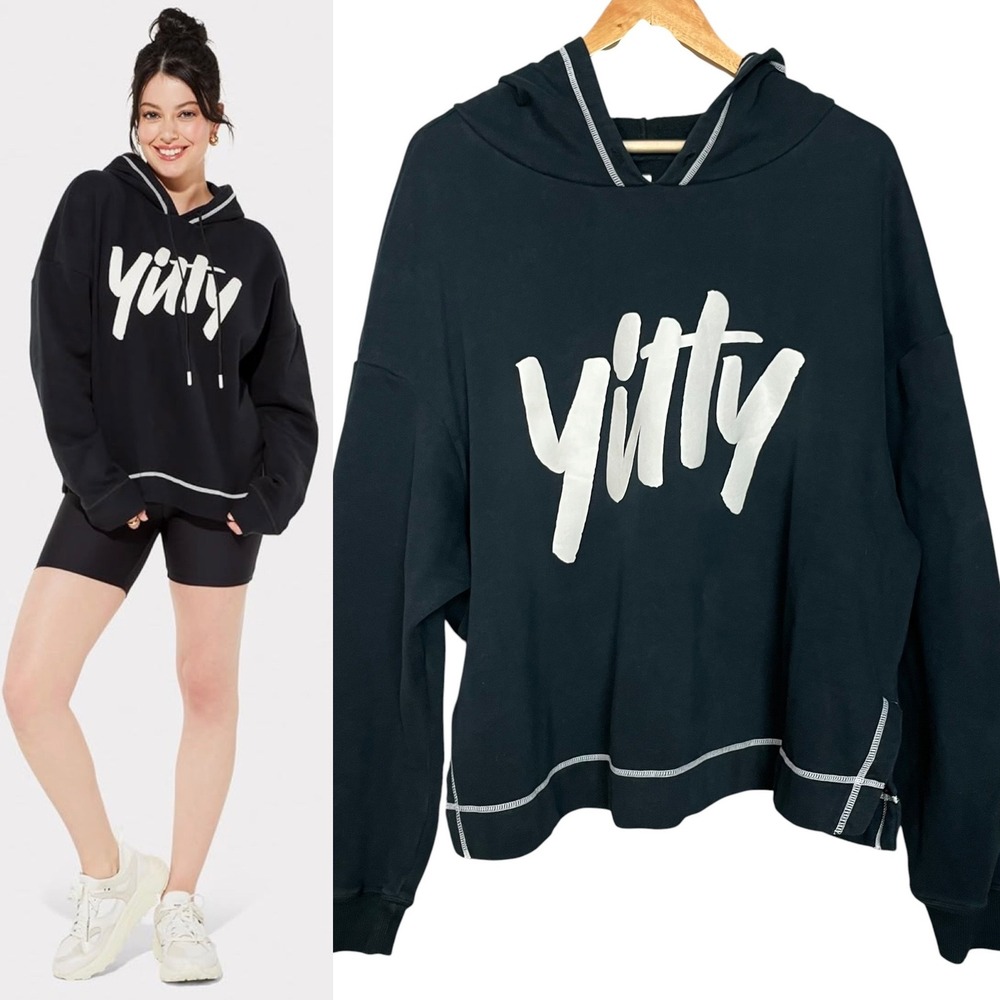 Yitty Hoodie Sweatshirt Major Label Ep Women 3X Graphic‎ Logo FLAWS Pullover Top